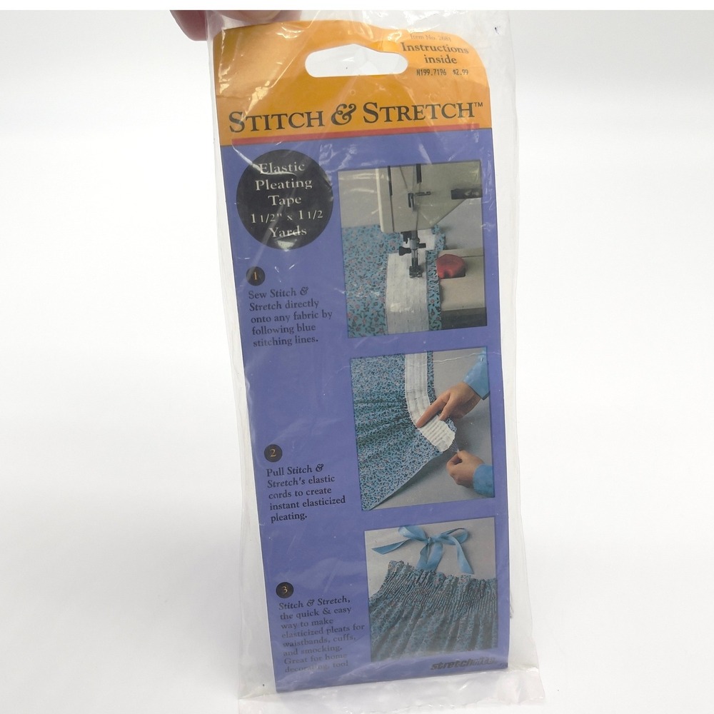 Stitch and Stretch Elastic Pleating Tape Sewing Notion 1 1/2 Inch White DIY 2681